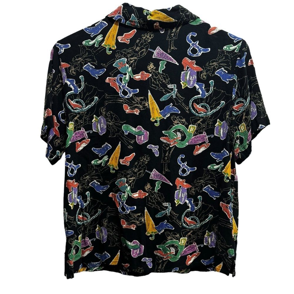 Carole Little Vintage Blouse Button Down Artsy Print size 10